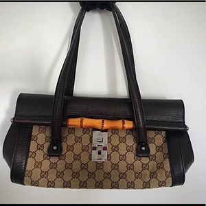 Gucci Monogrammed Bullet Bamboo Tote